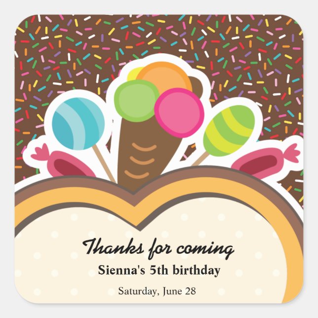 Colorful Birthday Square Sticker (Front)