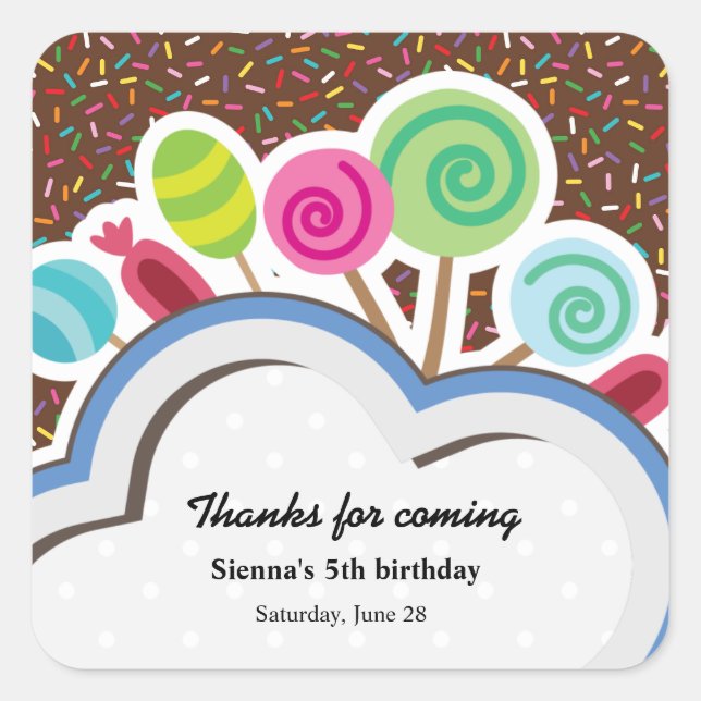 Colorful Birthday Square Sticker (Front)