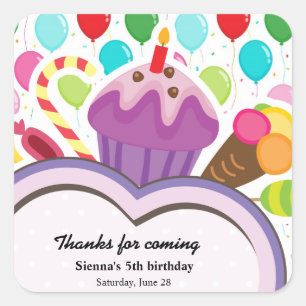 Colorful Birthday Square Sticker