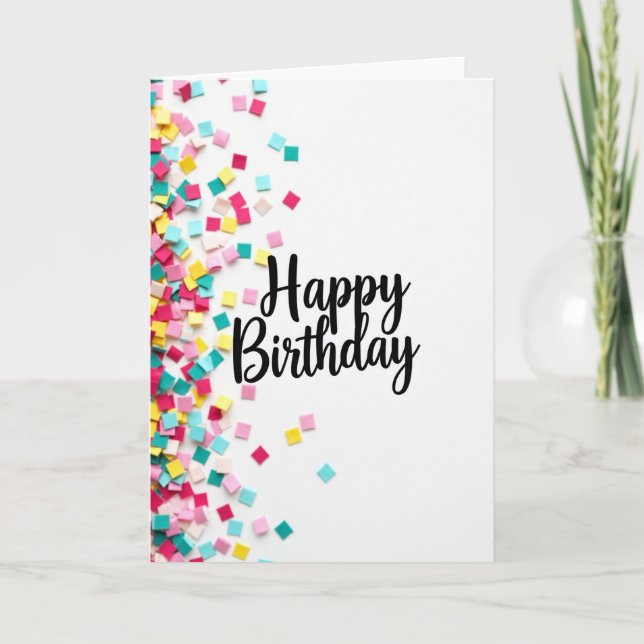 Colorful Birthday Squares Card (Front)