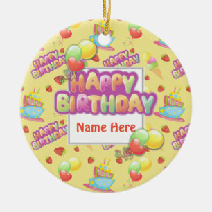 Colorful Birthday Sweets Ceramic Ornament