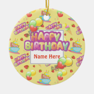 Colorful Birthday Sweets Ceramic Ornament