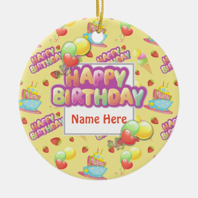 Colorful Birthday Sweets Ceramic Ornament (Front)