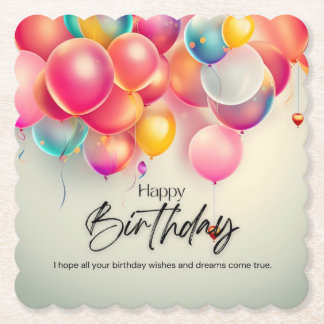 Colorful Birthday Wishes Paper Coaster