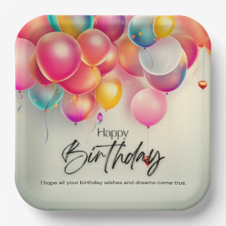 Colorful Birthday Wishes Paper Plates