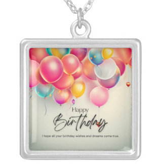Colorful Birthday Wishes Silver Plated Necklace