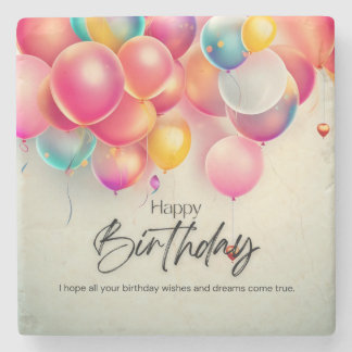 Colorful Birthday Wishes Stone Coaster