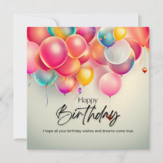 Colorful Birthday Wishes Thank You Card