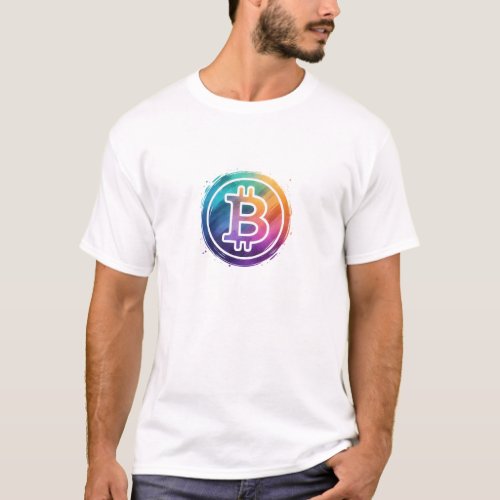 Colorful Bitcoin BTC Cryptocurrency logo T_Shirt