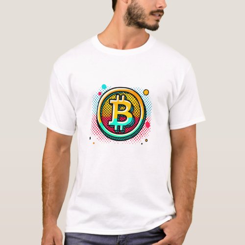 Colorful Bitcoin BTC Cryptocurrency Logo T_Shirt