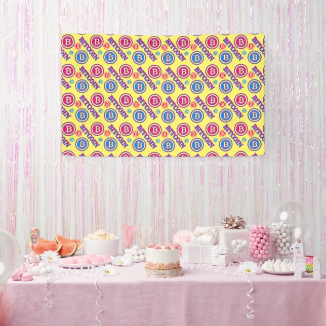 Colorful Bitcoin Pattern Banner (Party)