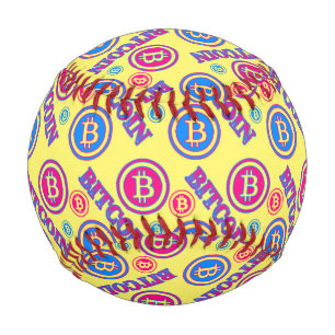 Colorful Bitcoin Pattern Baseball