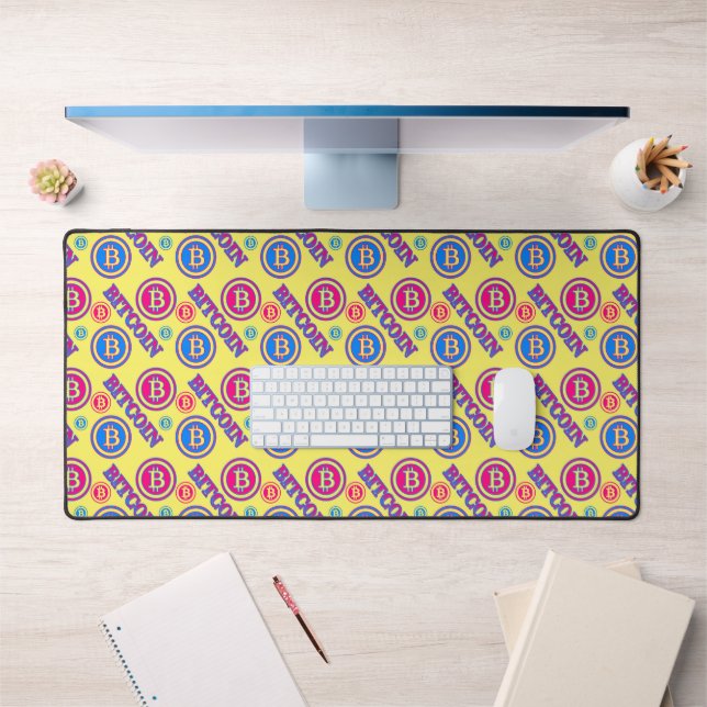 Colorful Bitcoin Pattern Desk Mat (Office 1)