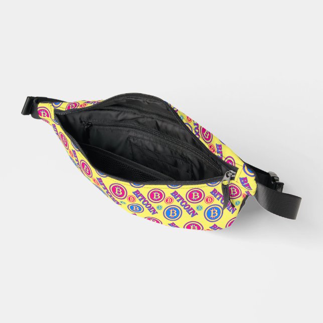 Colorful Bitcoin Pattern Fanny Pack (Open)