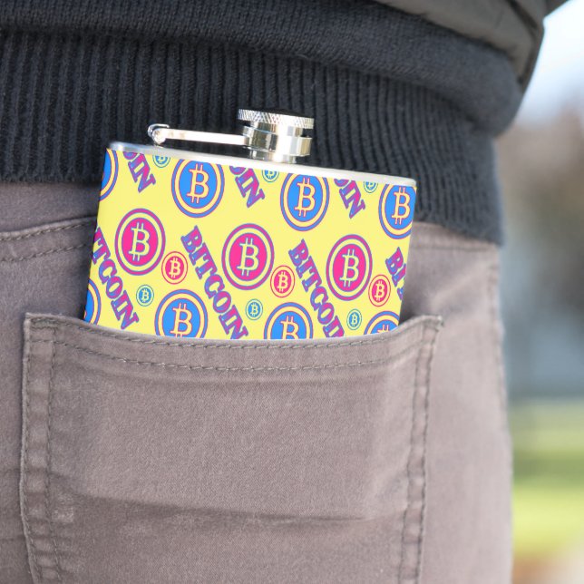 Colorful Bitcoin Pattern Flask (In Situ)