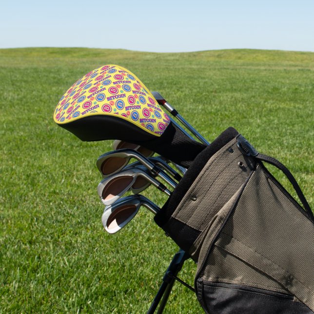 Colorful Bitcoin Pattern Golf Head Cover (In Situ)