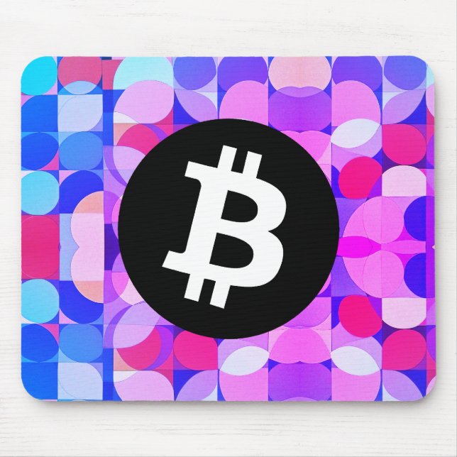 Colorful Bitcoin Pattern Mouse Pad (Front)