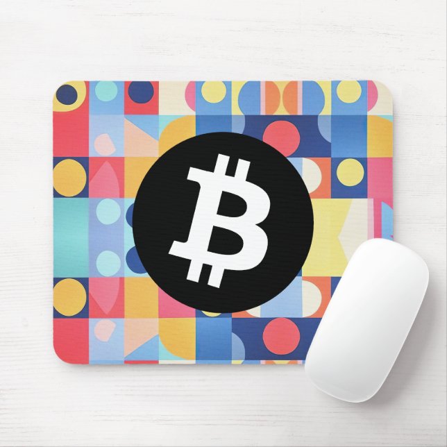 Colorful Bitcoin Pattern Mouse Pad (With Mouse)
