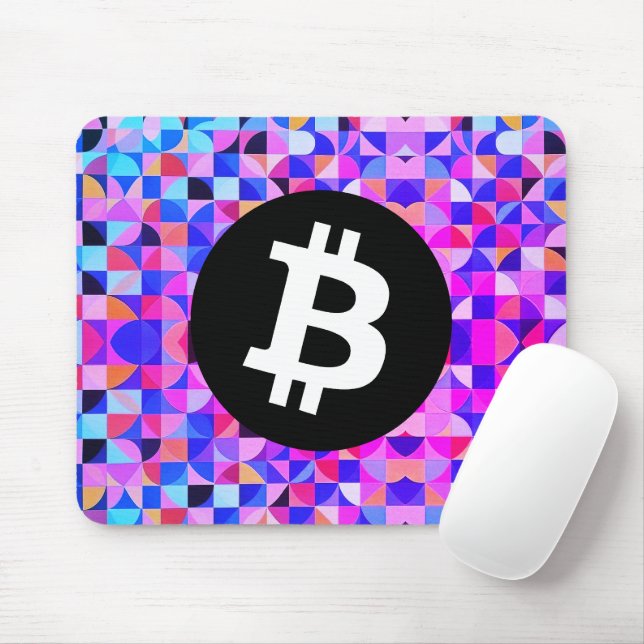Colorful Bitcoin Pattern Mouse Pad (With Mouse)
