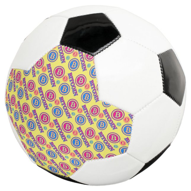 Colorful Bitcoin Pattern Soccer Ball (Three Quarter)
