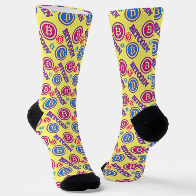 Colorful Bitcoin Pattern Socks (Angled)