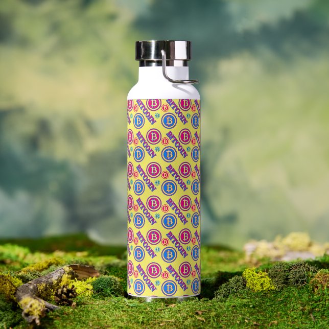 Colorful Bitcoin Pattern Water Bottle (Outdoor)