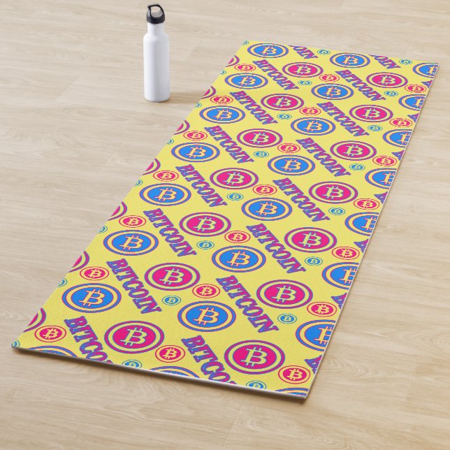 Colorful Bitcoin Pattern Yoga Mat (In Situ)