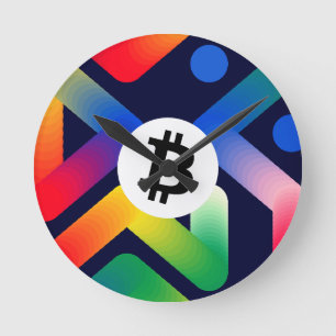 Colorful Bitcoin (White) Round Clock