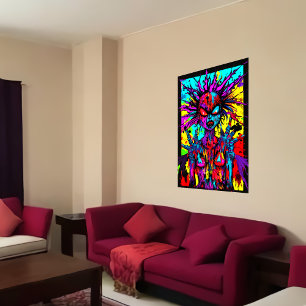 Colorful bizarre demon portrait AI Art Poster