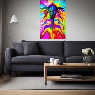 Colorful bizarre portrait   AI Art Poster