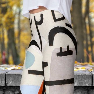 Colorful Black and White Abstract Print Leggings