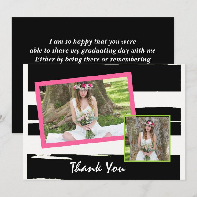 Colorful Black and White Photo Graduation Invitation (Front/Back)