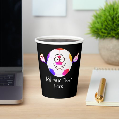  Colorful black and white soccer ball funny face  Paper Cups