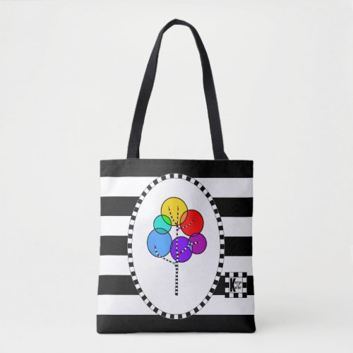 Colorful Black_and_White_Striped Trees tote