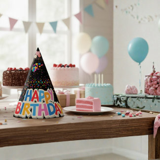 colorful black birthday party hat
