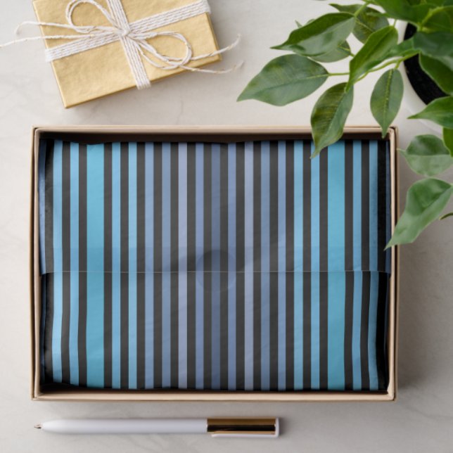 Colorful Black Blue Winter Spring Summer Stripes Tissue Paper (Gift)