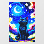 Colorful Black Cat Painting Art Wall Decal