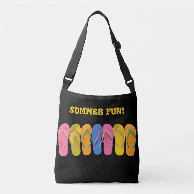Colorful Black Crossbody Tote Bag  (Front)