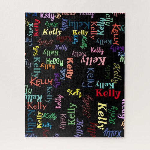 Colorful Black Fun Hard Challenging Monogrammed Jigsaw Puzzle