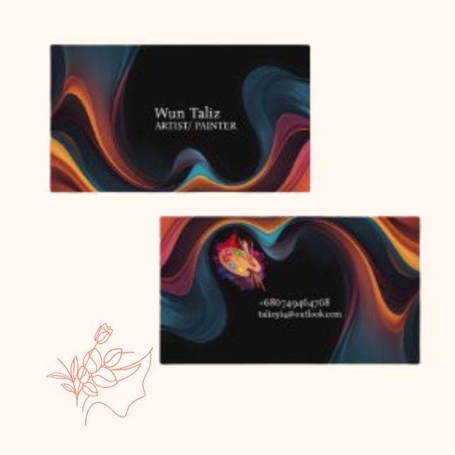  Colorful Black Minimalist Abstract  Artist Business Card (Creator Uploaded)