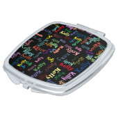 Colorful Black Monogrammed First Name Fun Cute Compact Mirror (Turned)