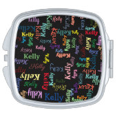 Colorful Black Monogrammed First Name Fun Cute Compact Mirror (Side)
