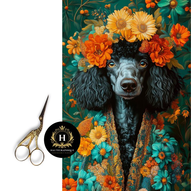 Colorful Black Poodle Portrait Decoupage  Tissue Paper (Creator Uploaded)