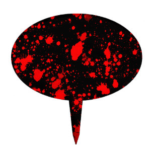 Colorful Black Red Paint Splatter Artistic Splash Cake Topper