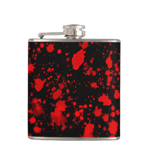 Colorful Black Red Paint Splatter Artistic Splash Flask