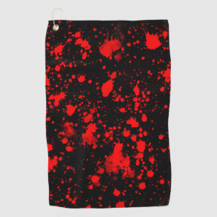 Colorful Black Red Paint Splatter Artistic Splash Golf Towel
