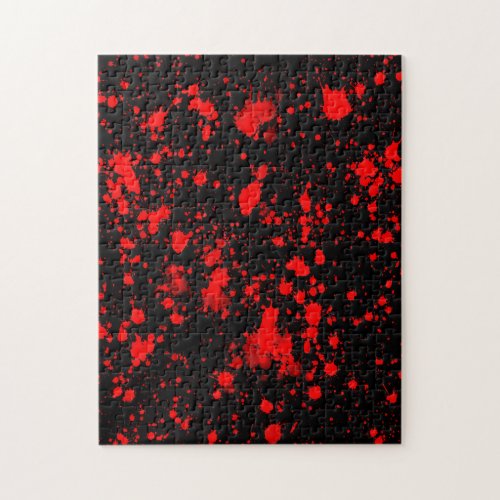 Colorful Black Red Paint Splatter Artistic Splash Jigsaw Puzzle
