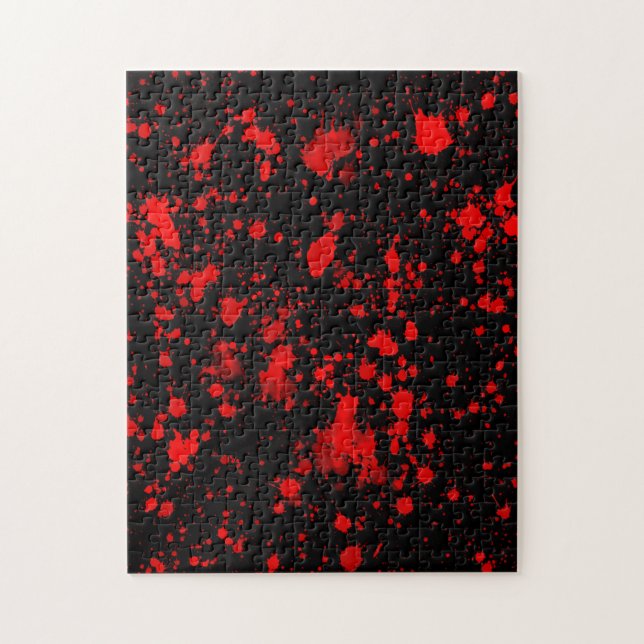 Colorful Black Red Paint Splatter Artistic Splash Jigsaw Puzzle (Vertical)