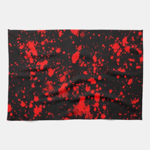 Colorful Black Red Paint Splatter Artistic Splash Kitchen Towel