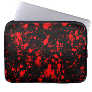 Colorful Black Red Paint Splatter Artistic Splash Laptop Sleeve